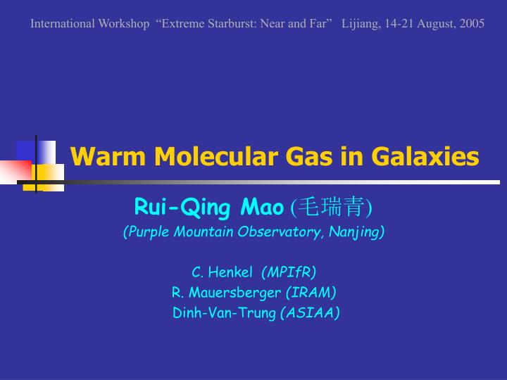 warm molecular gas in galaxies
