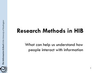 Research Methods in HIB