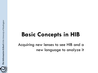 Basic Concepts in HIB