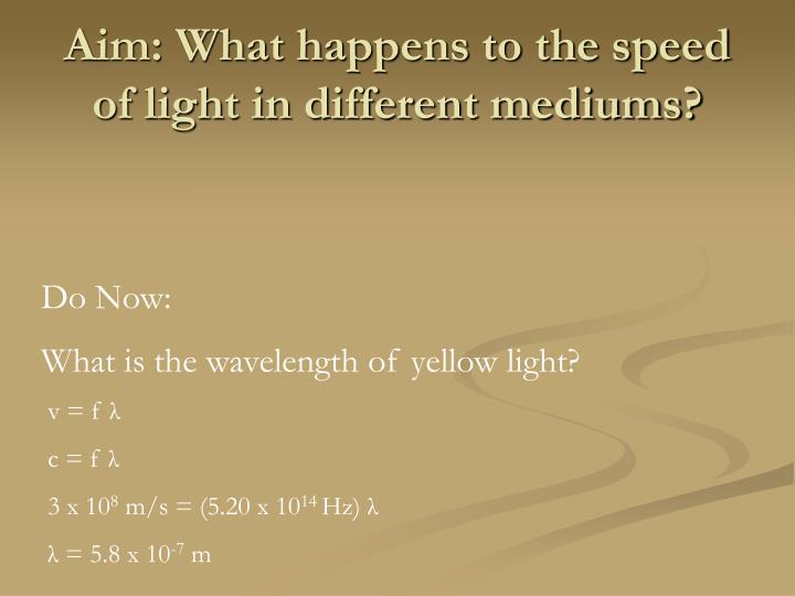 aim what happens to the speed of light in different mediums