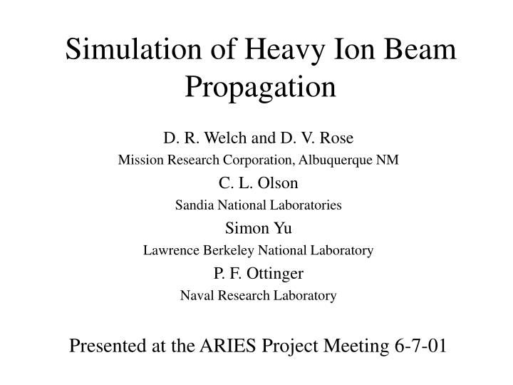 simulation of heavy ion beam propagation