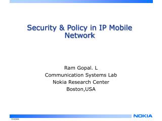 Security &amp; Policy in IP Mobile Network