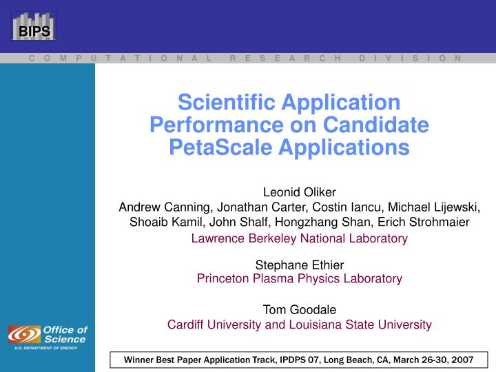 scientific application performance on candidate petascale applications