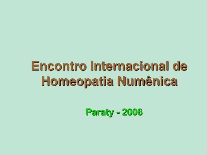 encontro internacional de homeopatia num nica