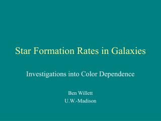 Star Formation Rates in Galaxies