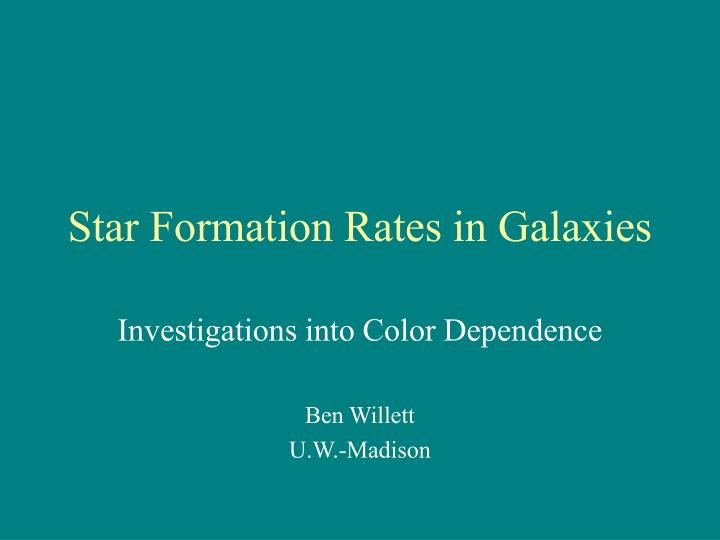 star formation rates in galaxies