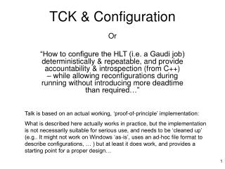 TCK &amp; Configuration