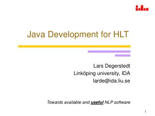 Java Development for HLT