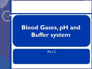 Blood Gases, pH and Buffer system