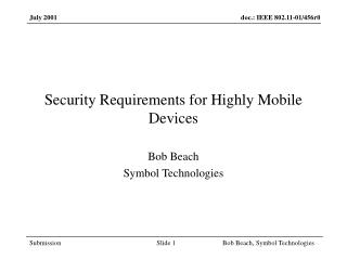 Security Requirements for Highly Mobile Devices