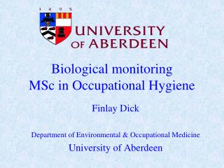 Biological monitoring MSc in Occupational Hygiene