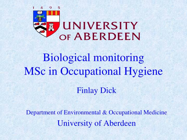 biological monitoring msc in occupational hygiene