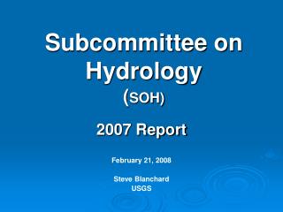 Subcommittee on Hydrology ( SOH)