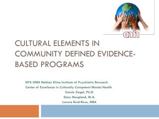 Cultural Elements in Community Defined Evidence-Based Programs
