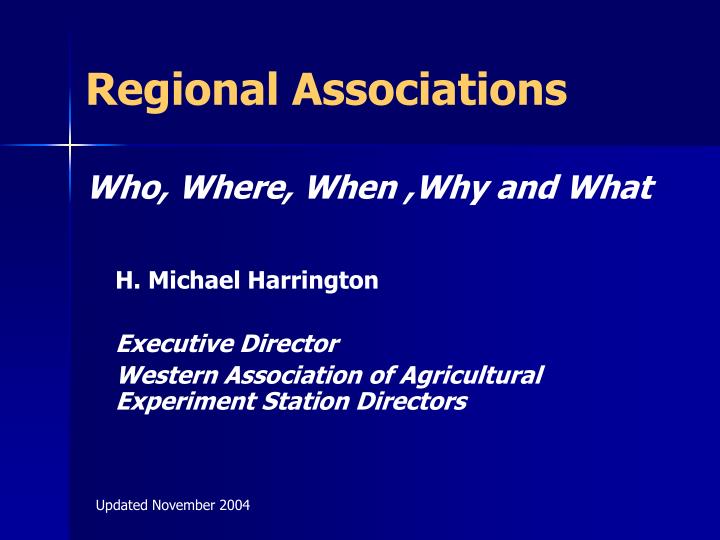 regional associations who where when why and what