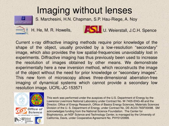 imaging without lenses