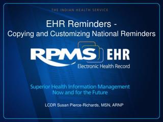 EHR Reminders - Copying and Customizing National Reminders
