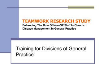 Training for Divisions of General Practice