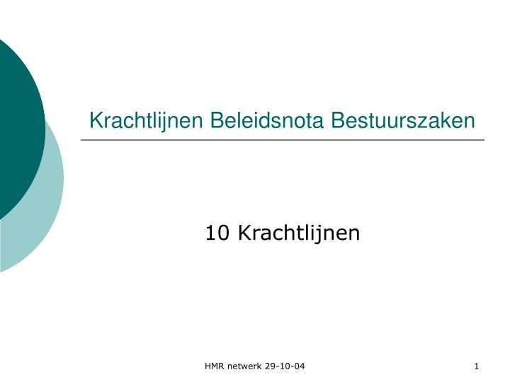 krachtlijnen beleidsnota bestuurszaken