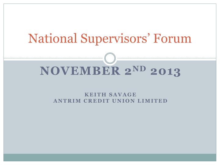 national supervisors forum