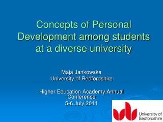 Concepts of Personal Development among students at a diverse university