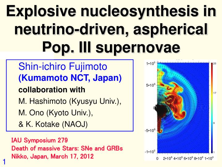 explosive nucleosynthesis in neutrino driven aspherical pop iii supernovae