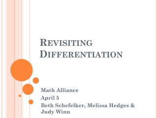 Revisiting Differentiation