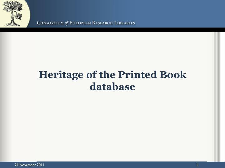 heritage of the printed book database