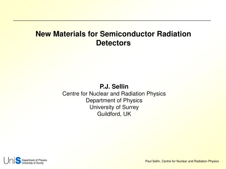new materials for semiconductor radiation detectors