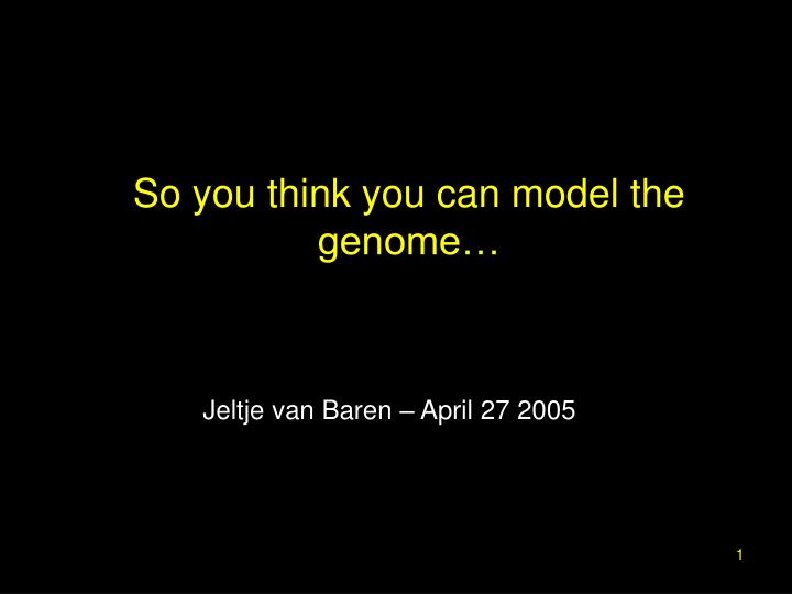 so you think you can model the genome