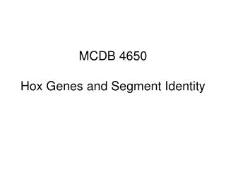 MCDB 4650 Hox Genes and Segment Identity