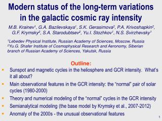 Modern status of the long-term variations in the galactic cosmic ray intensity