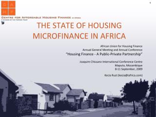 THE STATE OF HOUSING MICROFINANCE IN AFRICA
