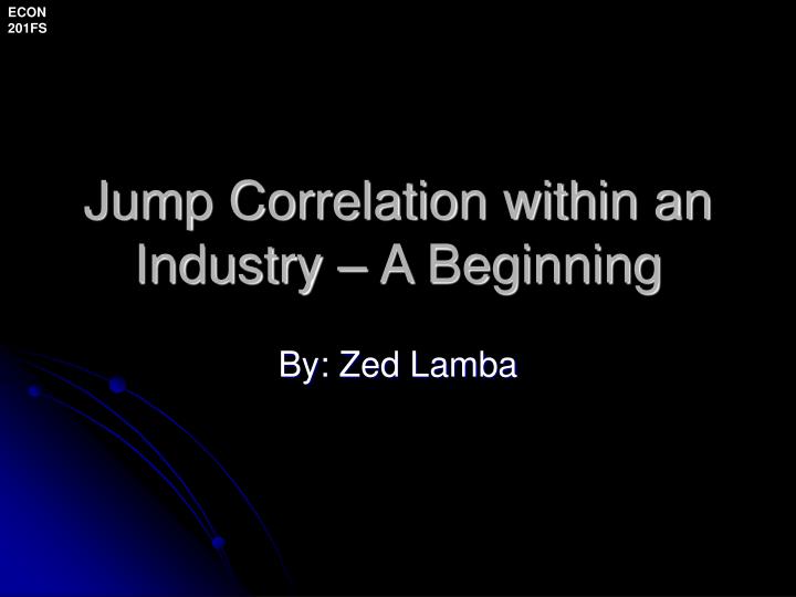 jump correlation within an industry a beginning