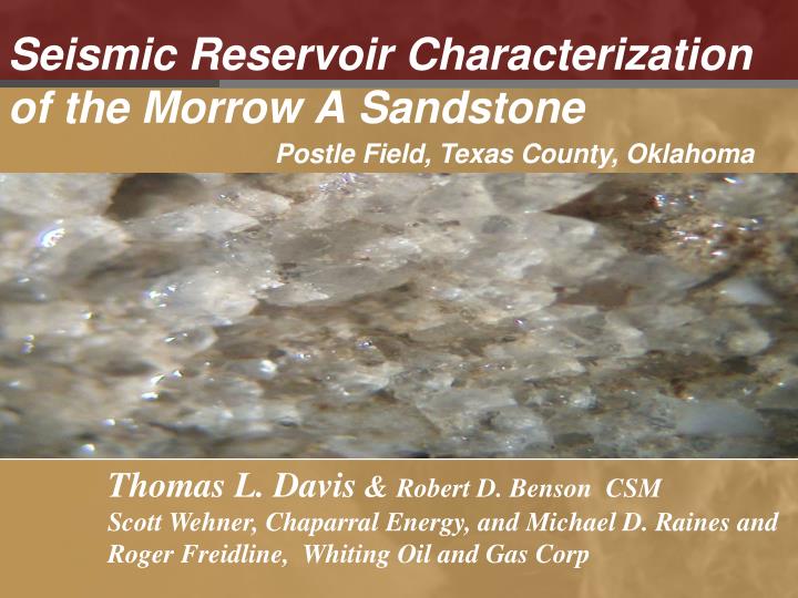 seismic reservoir characterization of the morrow a sandstone