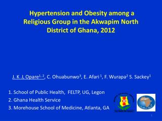 Hypertension and Obesity among a Religious Group in the Akwapim North District of Ghana, 2012