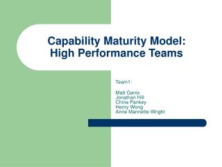Capability Maturity Model: High Performance Teams