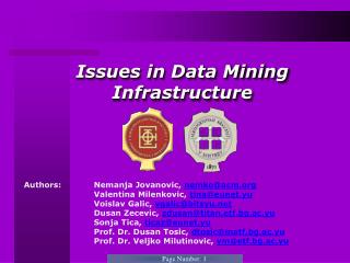 Issues in Data Mining Infrastructure