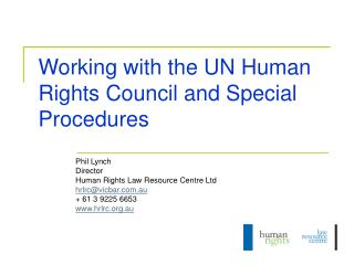 Working with the UN Human Rights Council and Special Procedures