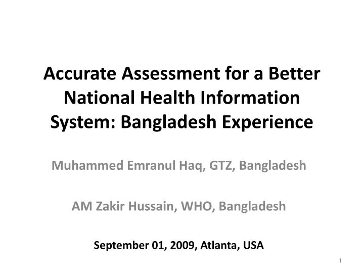 accurate assessment for a better national health information system bangladesh experience