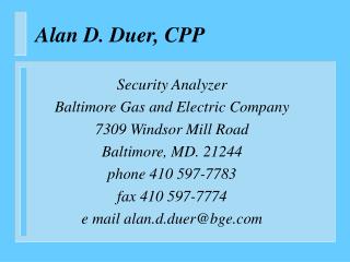 Alan D. Duer, CPP