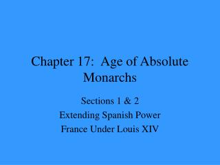 Chapter 17: Age of Absolute Monarchs