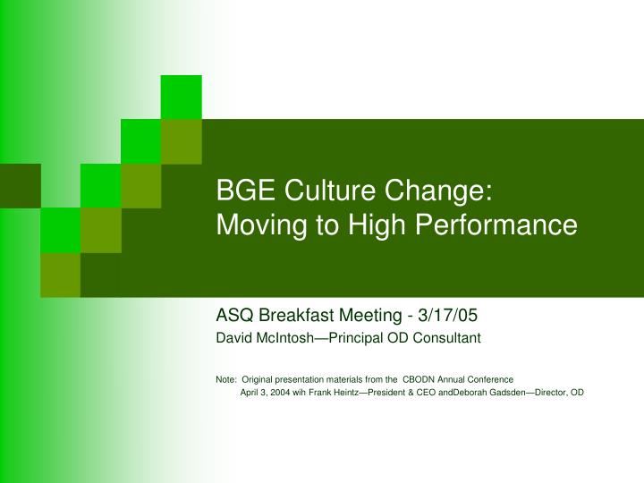 bge culture change moving to high performance