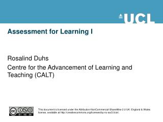 Assessment for Learning I