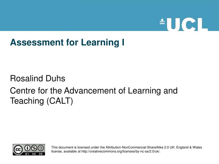assessment for learning i