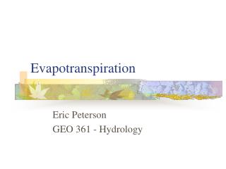 Evapotranspiration