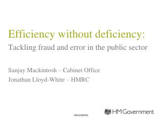 Efficiency without deficiency: Tackling fraud and error in the public sector