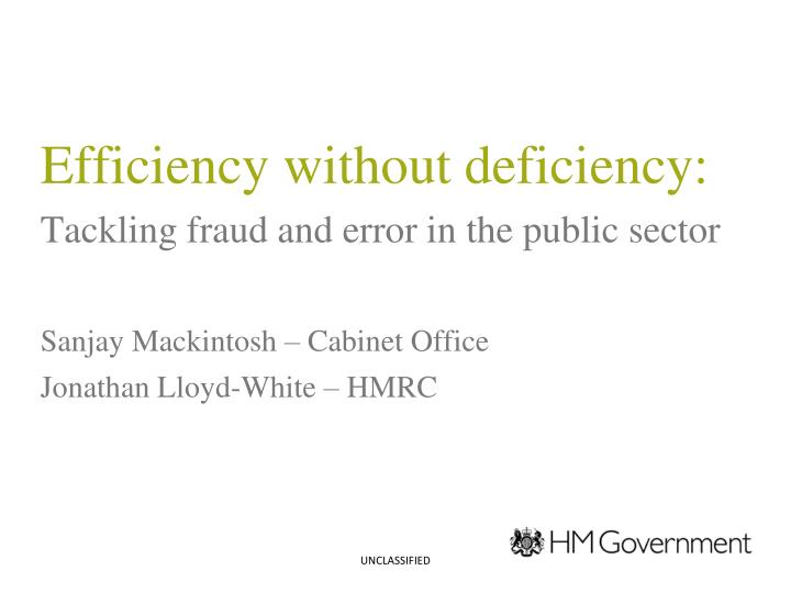 efficiency without deficiency tackling fraud and error in the public sector