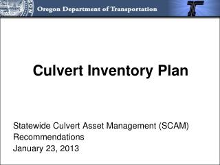 culvert inventory plan