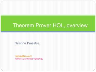 Theorem Prover HOL, overview